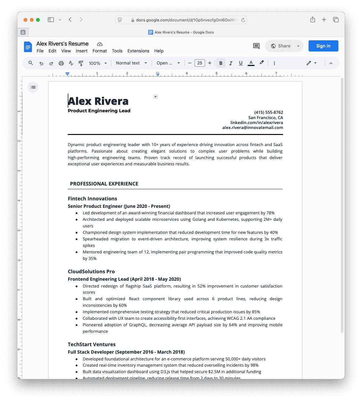 Modern Resume Layout Preview